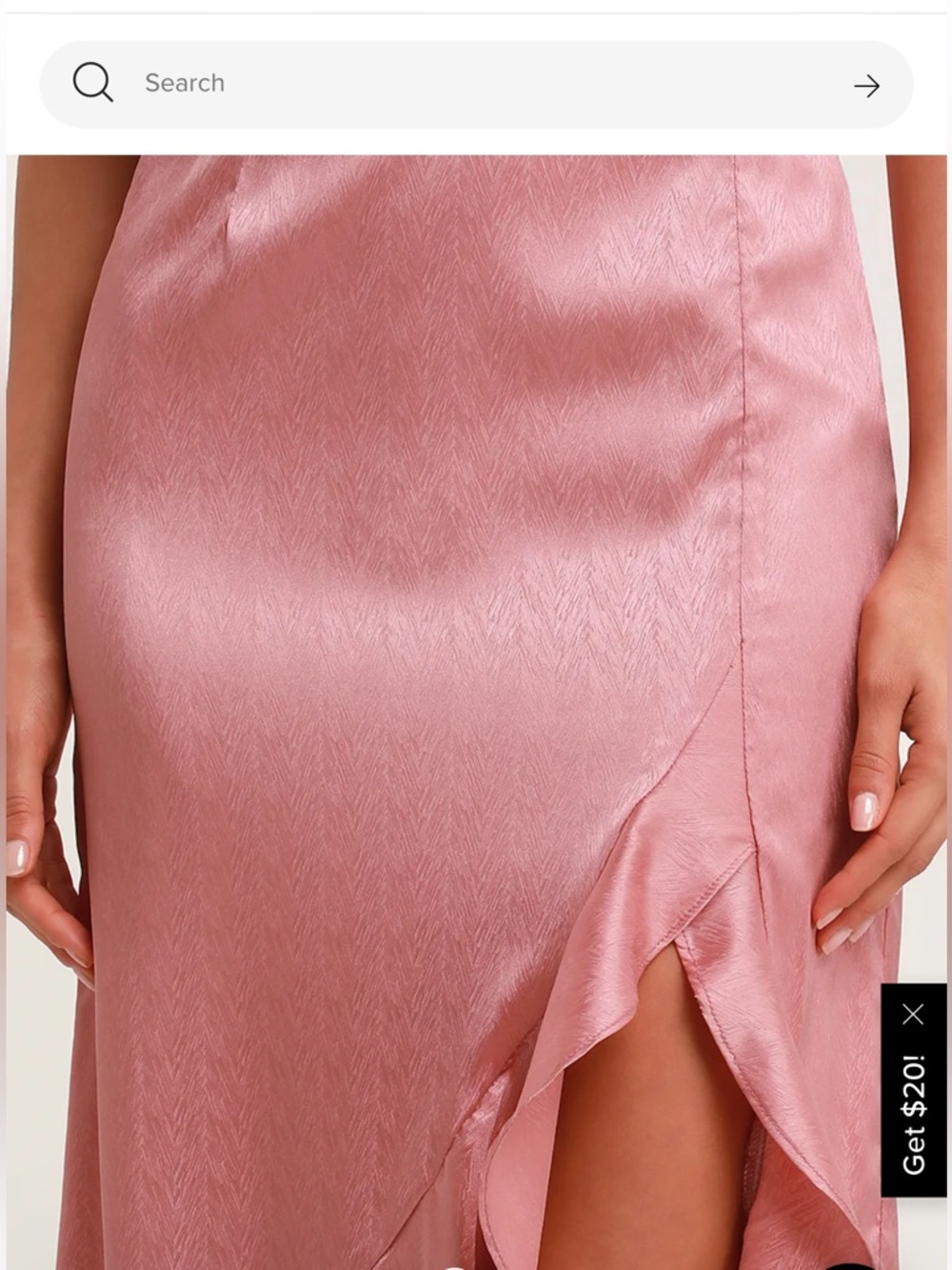 Lulu's Blush Satin High-Low Ruffle Skirt with Front Slit - Picture 7 of 16